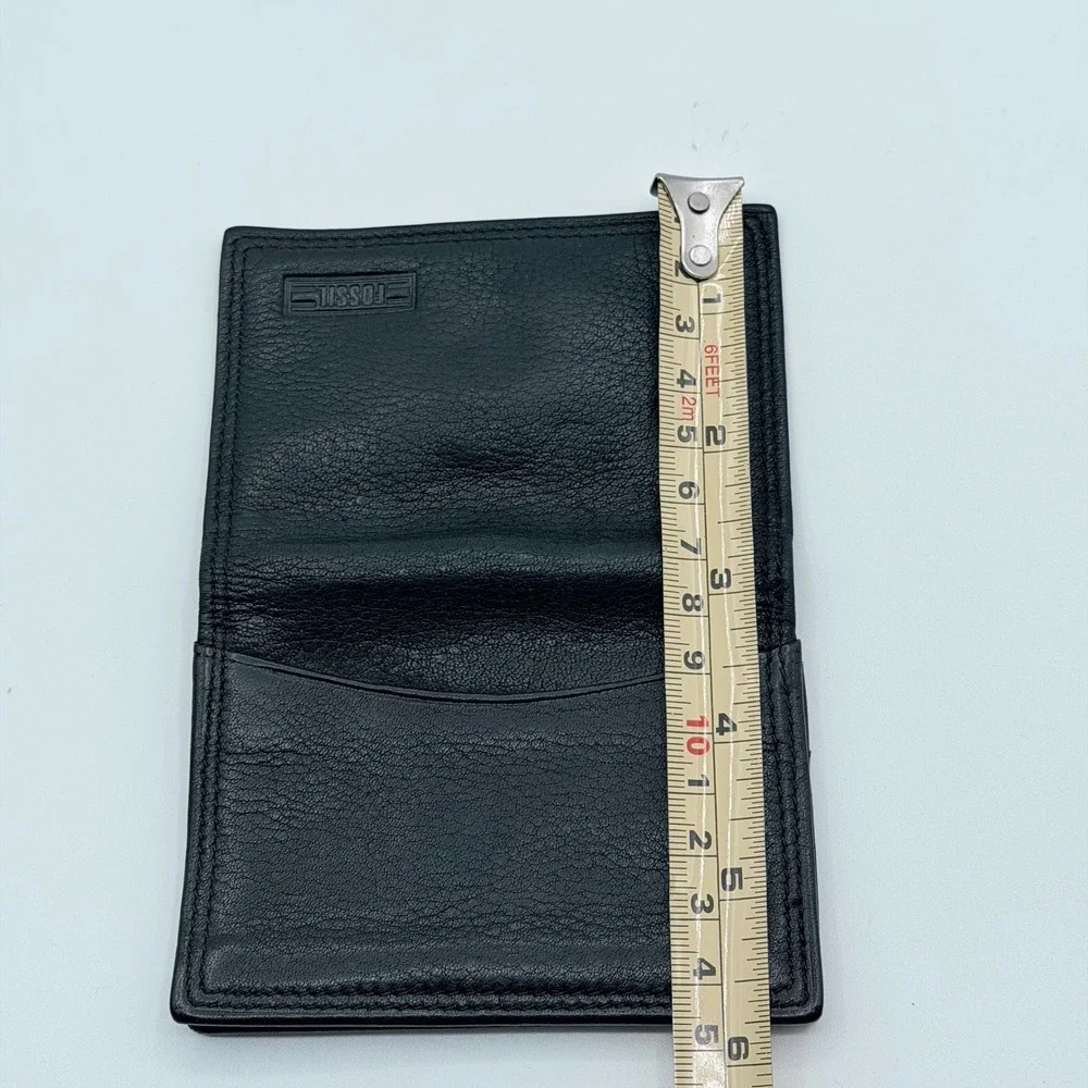 Fossil Black Leather Bifold Wallet Classic Minimalist Heritage EDC Dad Core